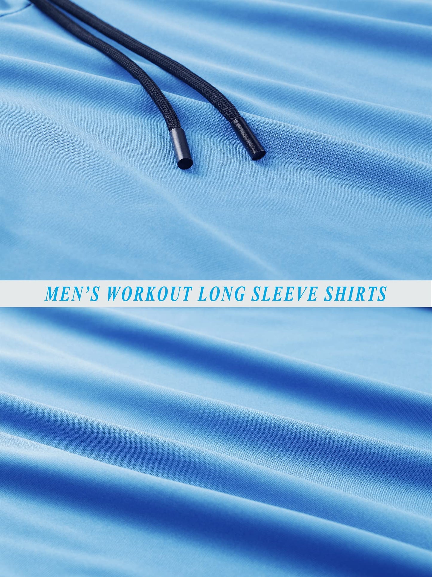 CADMUS Men's Workout Long Sleeve Fishing Shirts UPF 50+ Sun Protection Dry Fit Hoodies,1 Pack,096,Black,Large