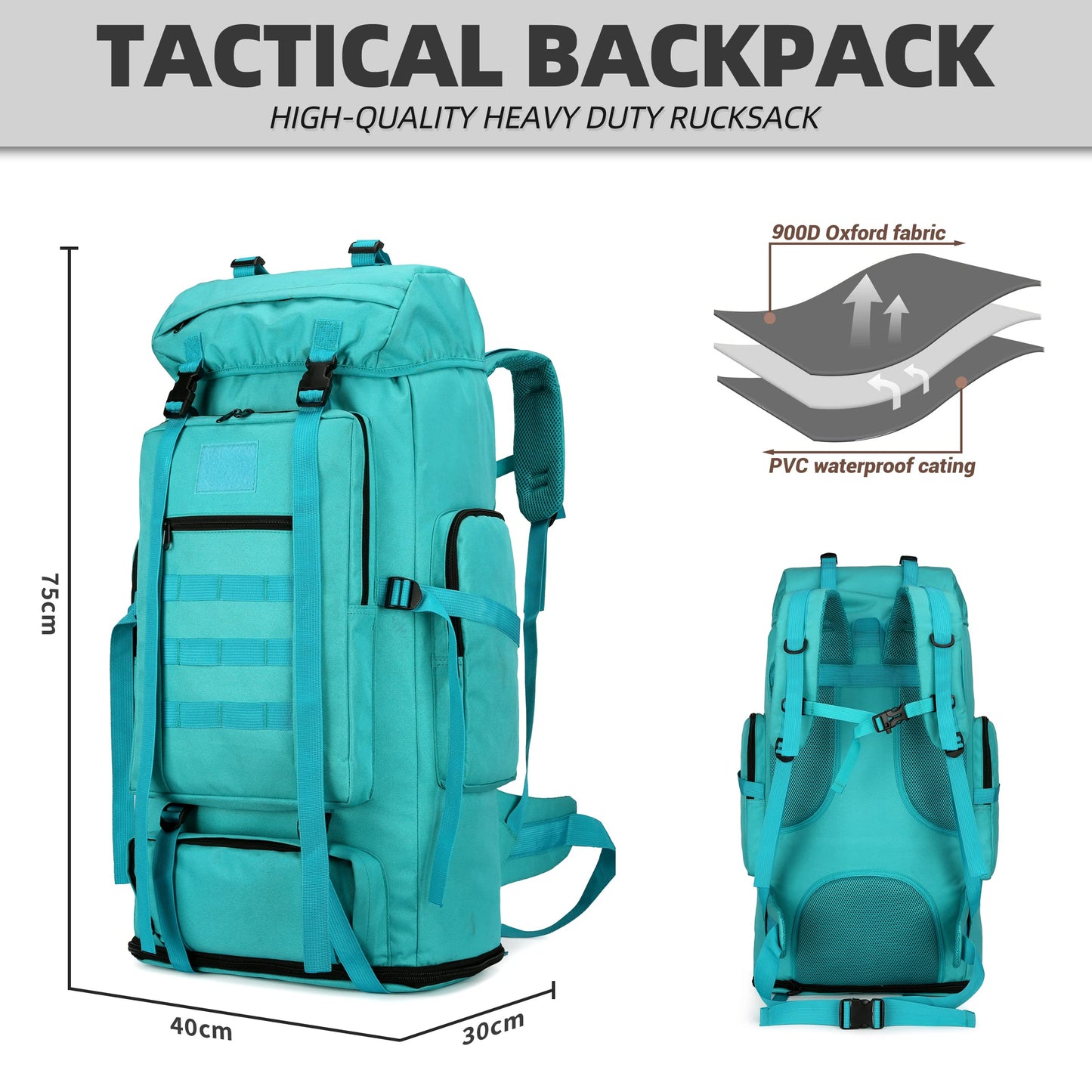 KXBUNQD 100L Hiking Camping Backpack Tactical Backpack for Men Large Survival Hunting Waterproof Backpack Molle Rucksack Military Camping Backpacking Daypack