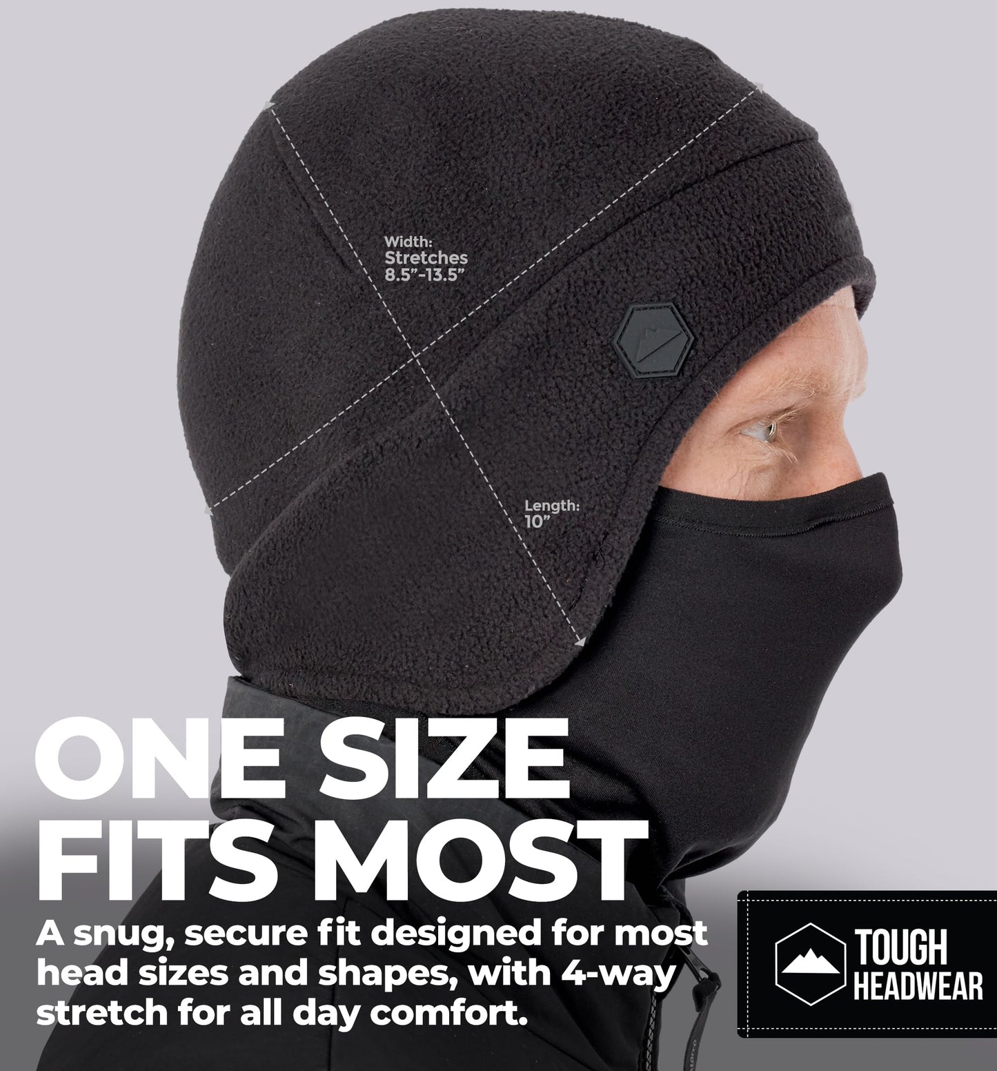 Tough Headwear Skull Cap with Mask Men, Winter Running Gear, Motorcycle Winter Gear, Helmet Liners, Ski Hat, Thermal Beanie