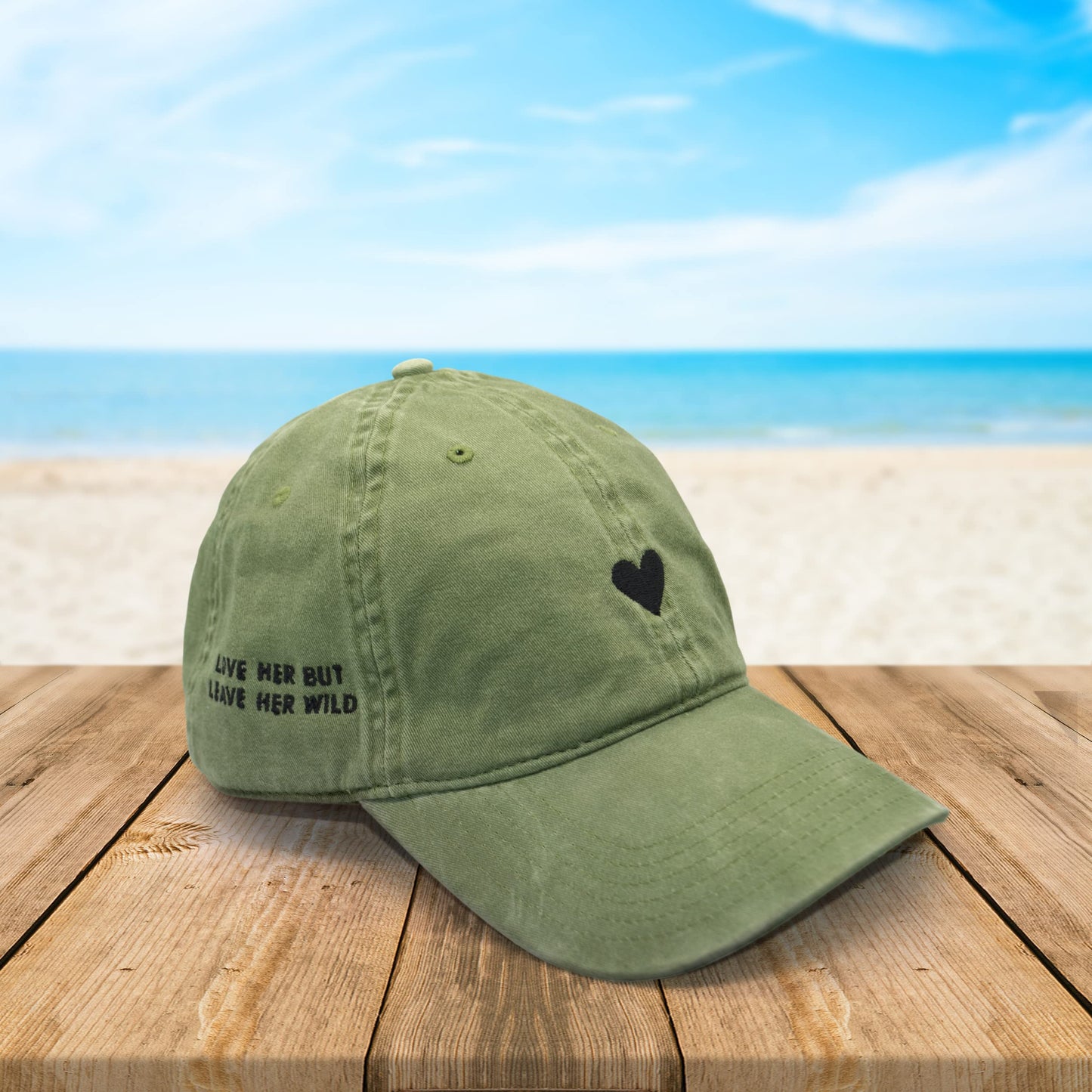 Atticus Poetry Dad Hat for Women (Heart Green) and Cuffed Beanie for Women (Heart Off-White) - Unisex Fit, One Size