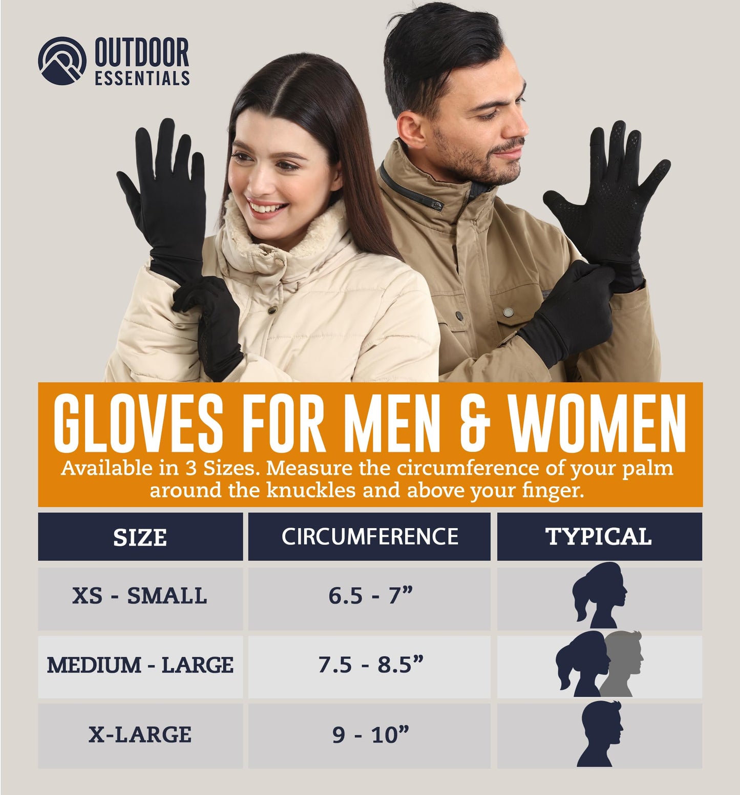 OutdoorEssentials Running Gloves - Touchscreen Men's Winter Gloves - Ski Glove Liners - Black Gloves Cold Weather - Hiking Driving Warm Gloves