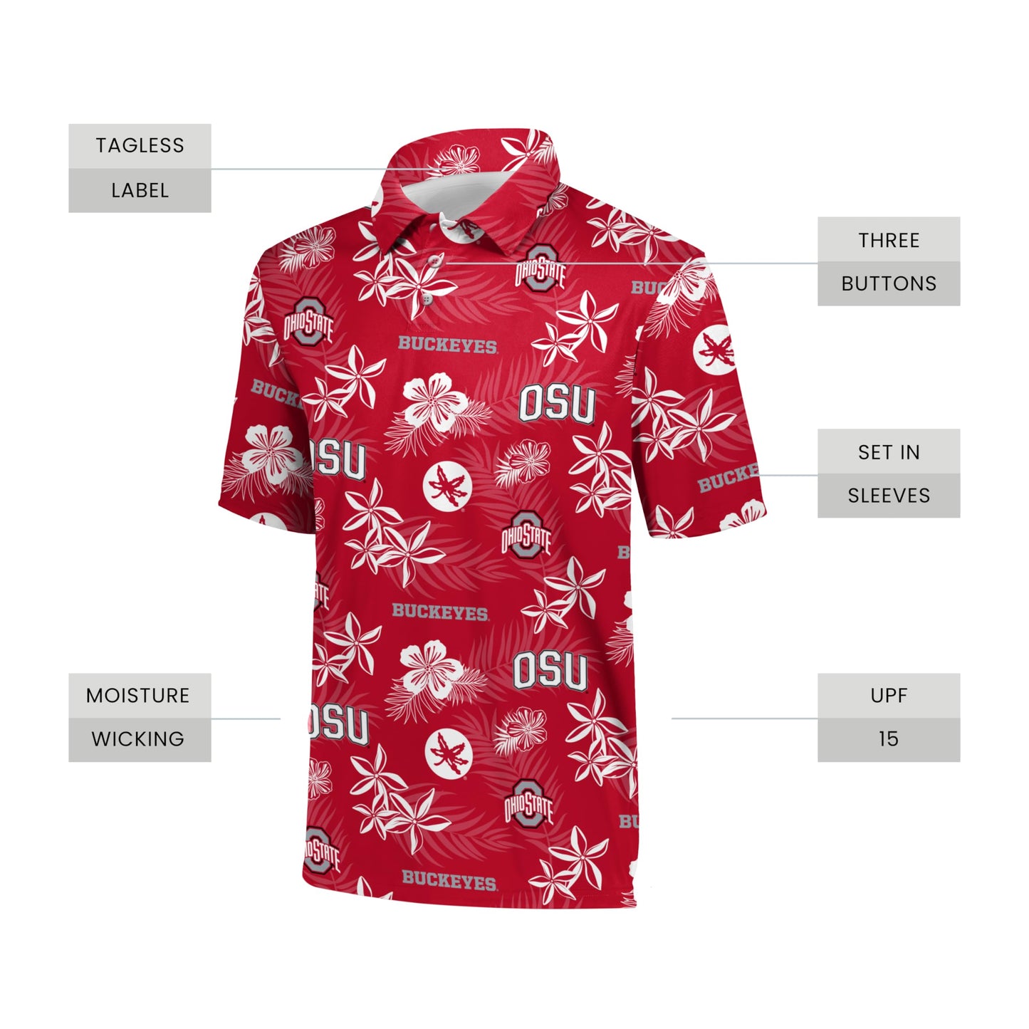 Holloway Ohio State Men's Floral Logo Polo XS