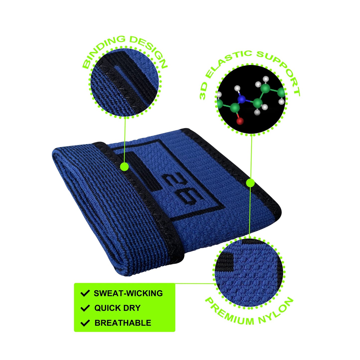 Element 26 Sweat Wicking Wrist Bands (4 Pack), Blue, Medium - Sweat Bands for Wrists - Sweat Bands for Cross Training, Weightlifting, Functional Fitness, WODs, Sports