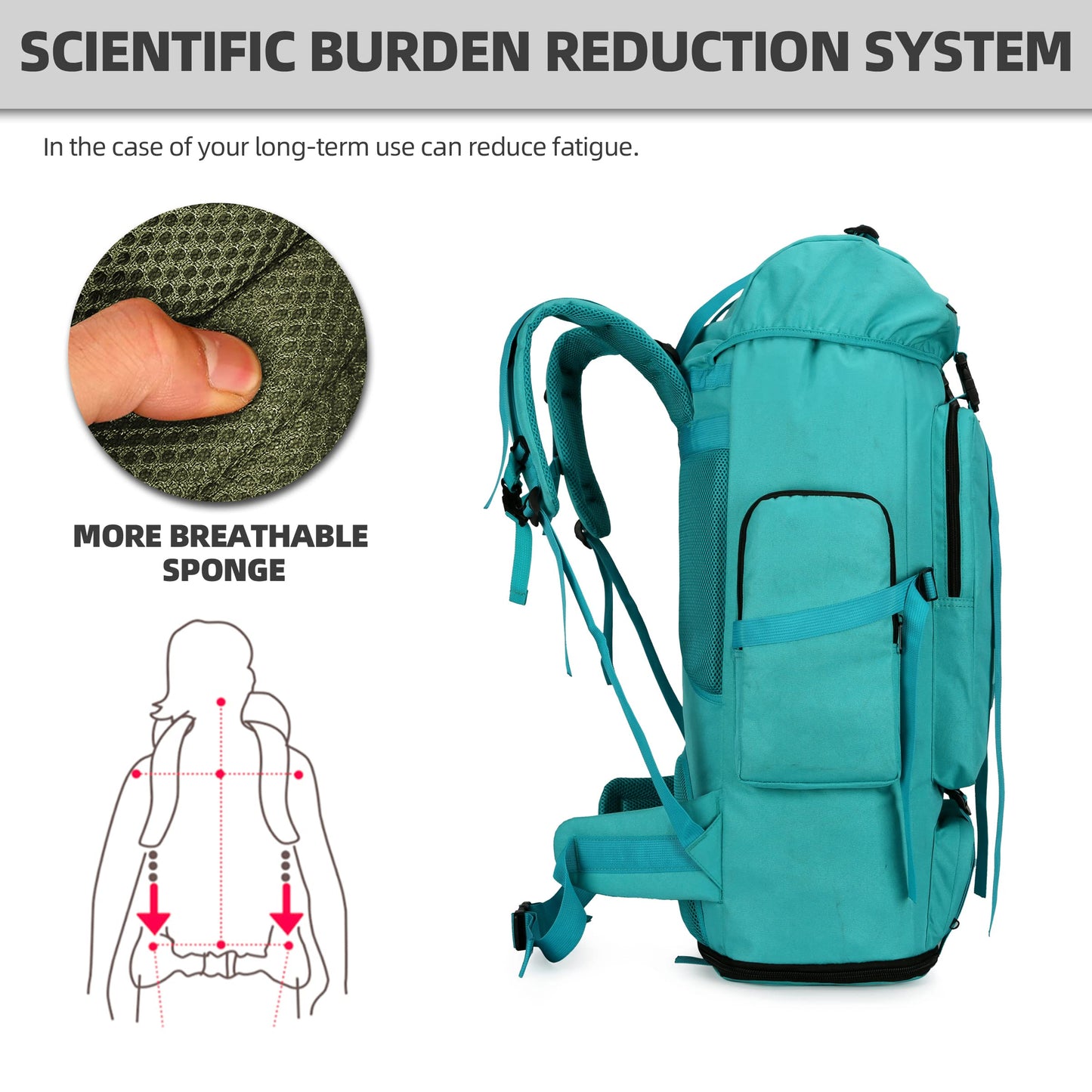 KXBUNQD 100L Hiking Camping Backpack Tactical Backpack for Men Large Survival Hunting Waterproof Backpack Molle Rucksack Military Camping Backpacking Daypack