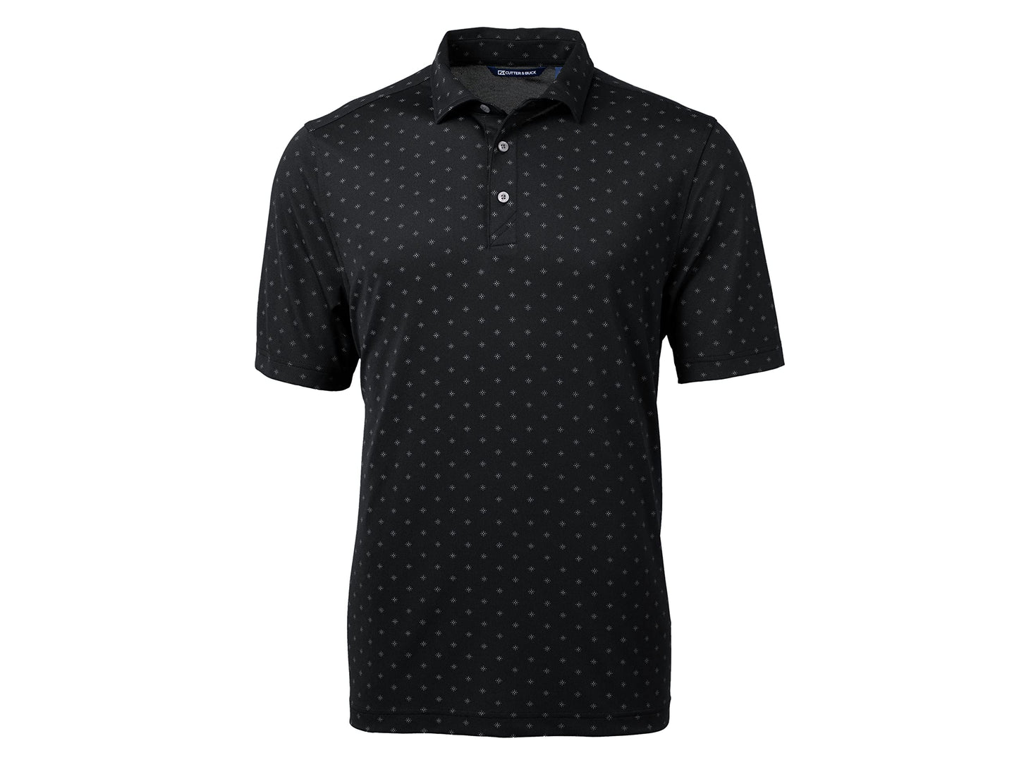 Cutter & Buck Men's Short Sleeve Virtue Eco Pique Tile Print Polo Shirt, Black, XXXL