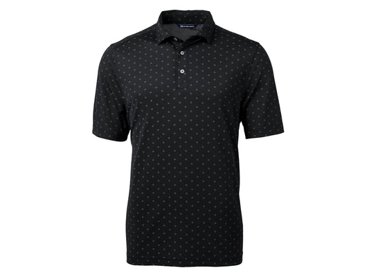 Cutter & Buck Men's Short Sleeve Virtue Eco Pique Tile Print Polo Shirt, Black, XXXL