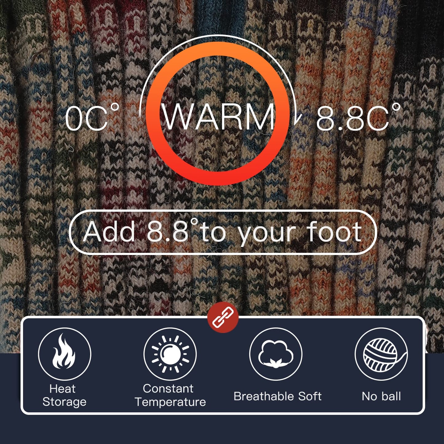 Heatuff Mens Warm Wool Socks Thermal Winter Thick Crew Pattern Socks Cold Weather 5 Pairs