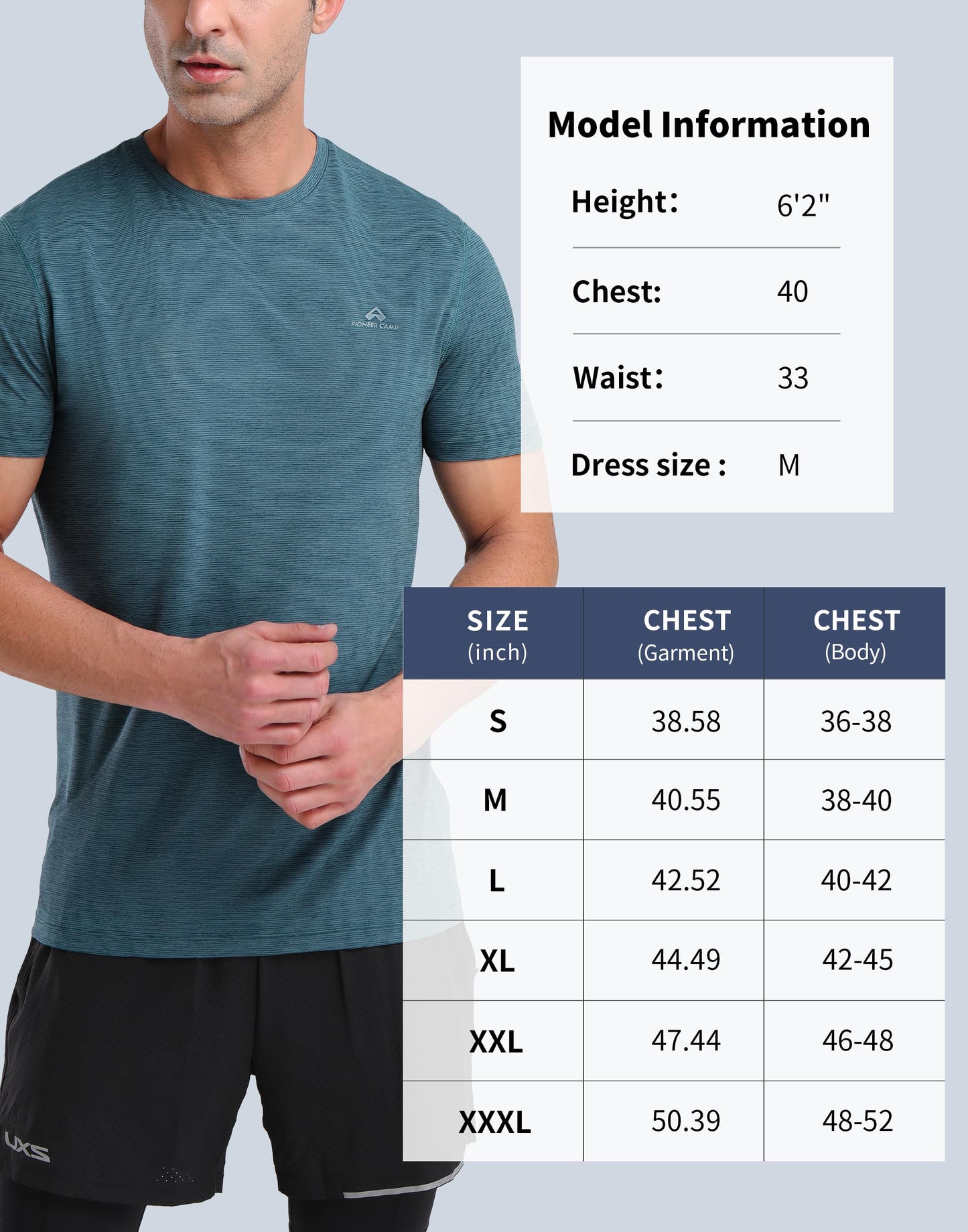 Pioneer Camp Men's Workout Gym Shirts Moisture Wicking Athletic Performance T-Shirts Quick Dry Running Active Top Tees Black