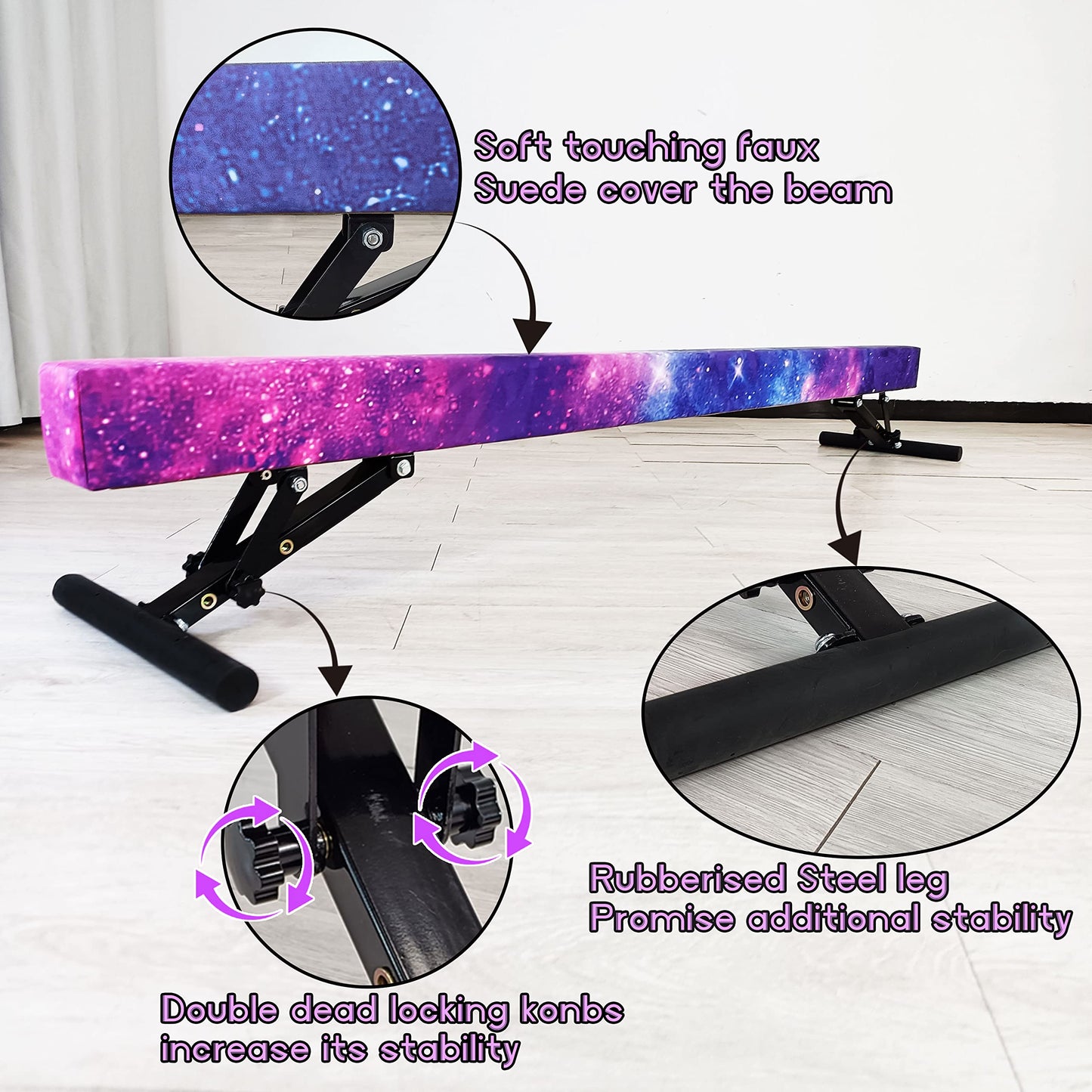 Seliyoo Adjustable Balance Beam,8FT gymnasitcs Beam, Balance Beam for Kids Ages 3-20,high and Lower Floor Beam,Gym Equipment for All Skills Practice at Home