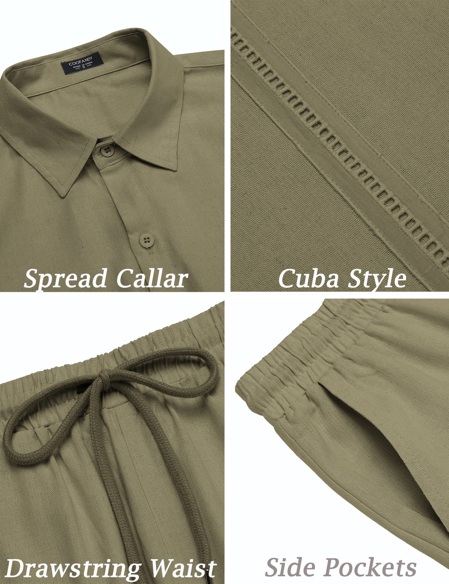 COOFANDY Men's Cruise Attire Beachwear Hawaaian Island Leisure Two Pieces Shorts Set