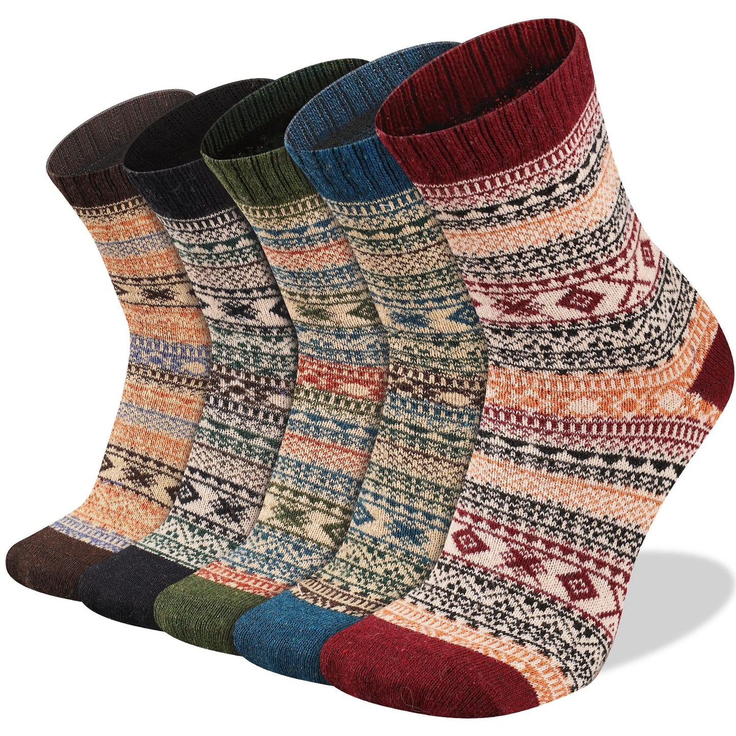 Heatuff Men's Winter Wool Socks Thermal Warm Soft Crew Socks (5 Pairs)