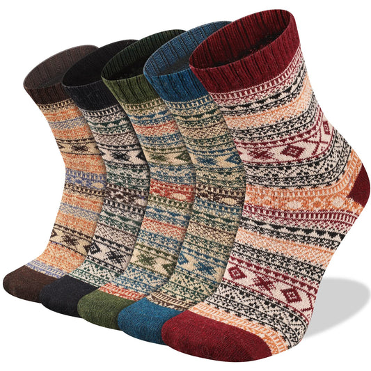 Heatuff Men's Winter Wool Socks Thermal Warm Soft Crew Socks (5 Pairs)