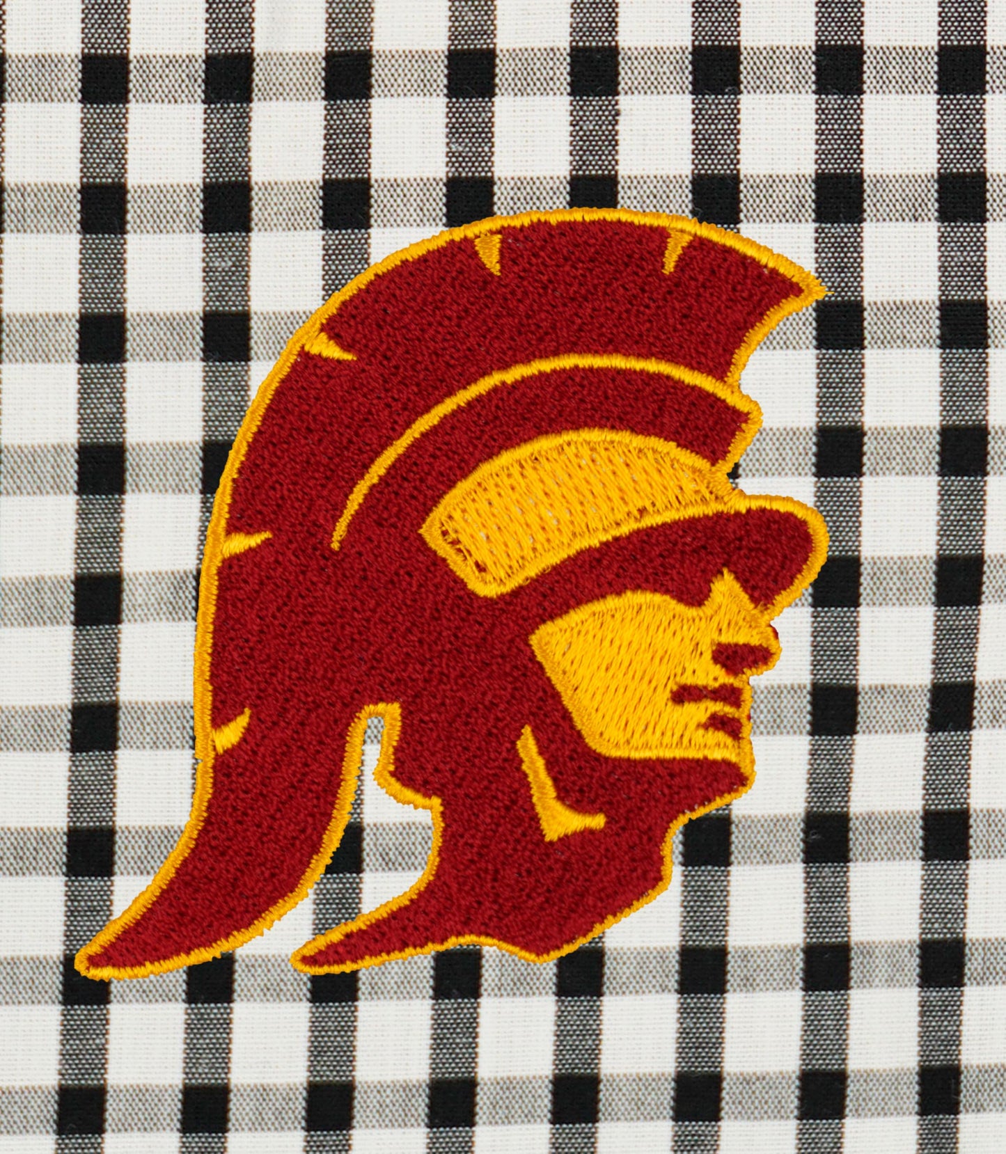 Vantage Apparel Men's Collegiate Easy-Care Long Sleeve Gingham Check Button Down Shirt, USC Trojans, Black, X-Large