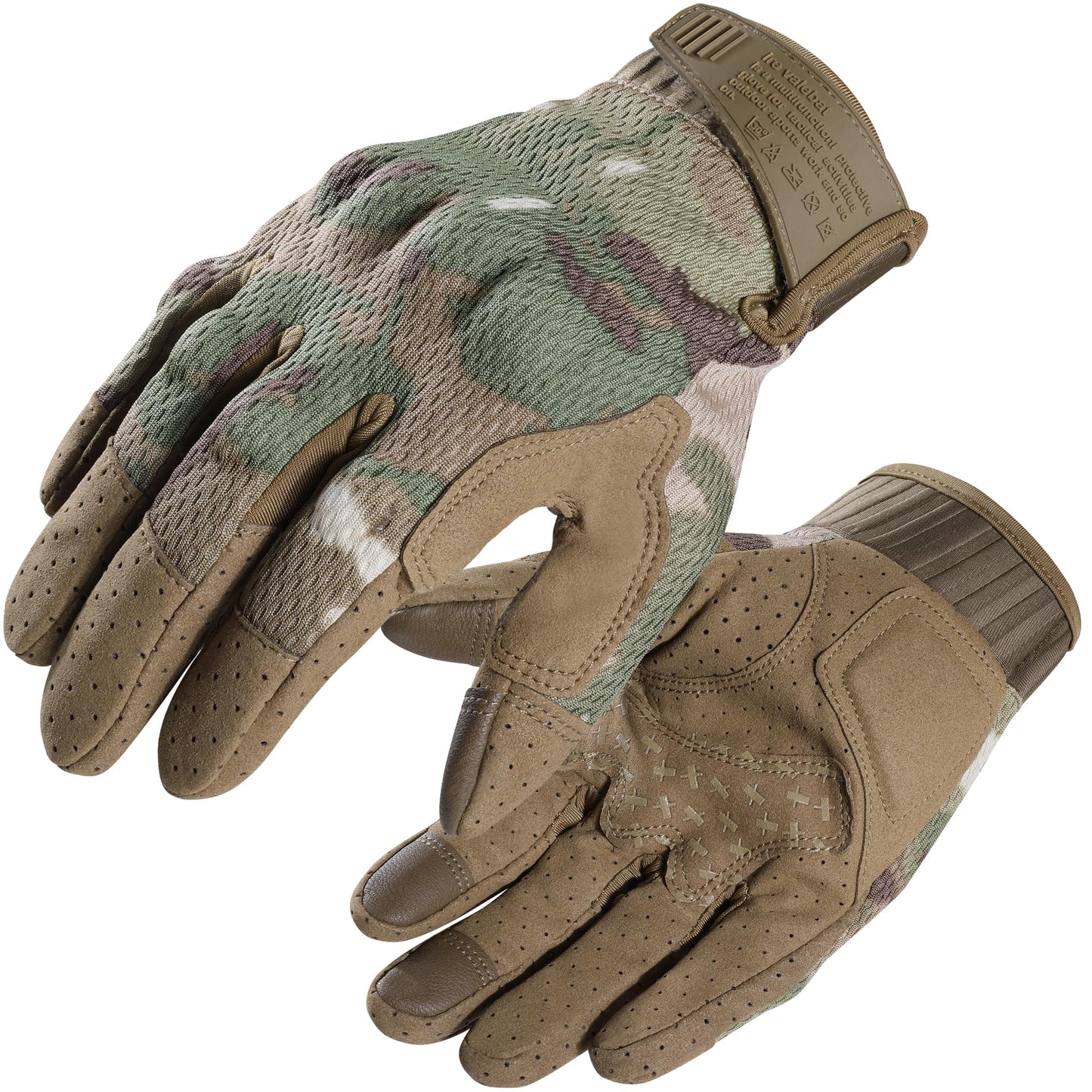 WTACTFUL Breathable Tactical Gloves for Men, Touchscreen Capable Gloves for Airsoft Paintball Hunting Motorcycle Cycling Camouflage M