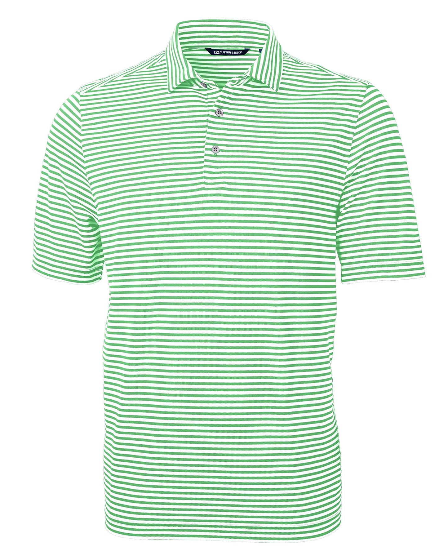 Cutter & Buck Virtue Eco Pique Stripe Recycled Mens Polo, Kelly Green, M