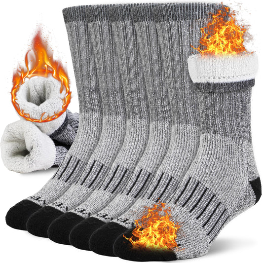 NevEND 3 Pairs Men's Winter Thermal Boot Thick Insulated Heated Wool Socks For Cold Weather Outdoor Activities Strip