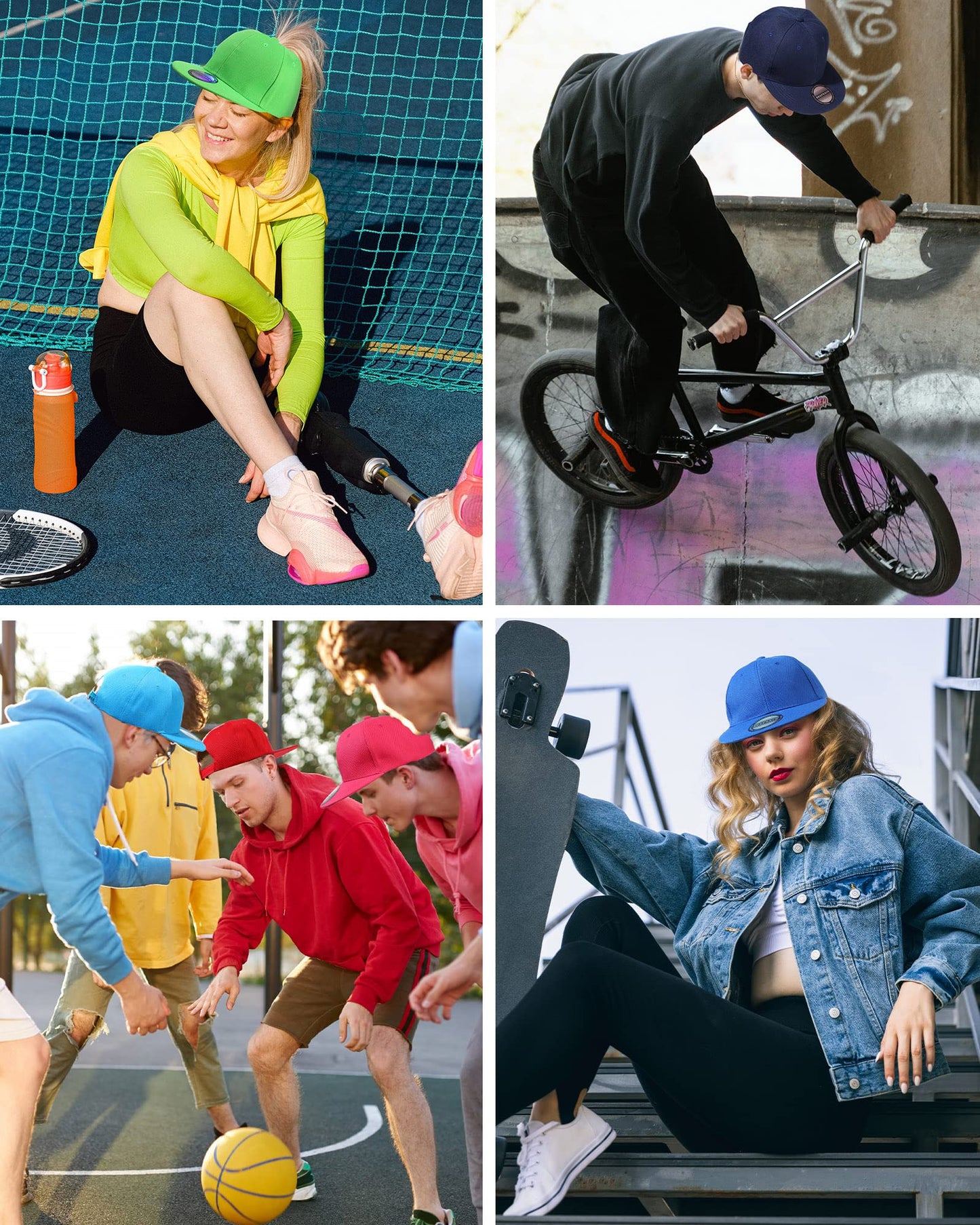 JaGely 15 Pack Snapback Hats for Men Hip Hop Style Hats Solid Baseball Hats Adjustable Snapback Cap Flat Brim Baseball Caps(Fresh Colors)