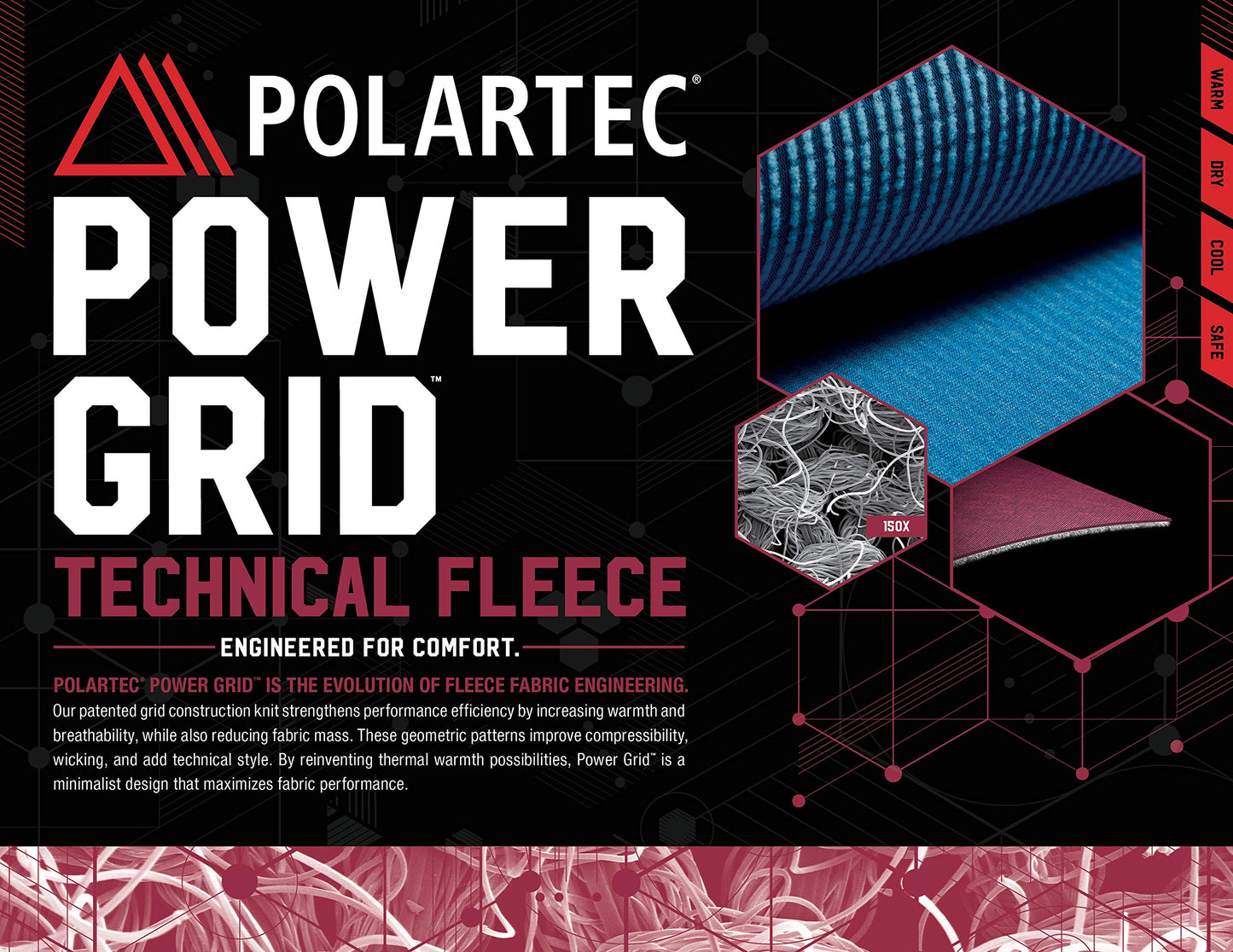 281Z Mens Thermal Lightweight Base Layer T-Shirt - Hiking Trekking Outdoor - Polartec Power Grid - Terrain Reliability Line (Black, Large)