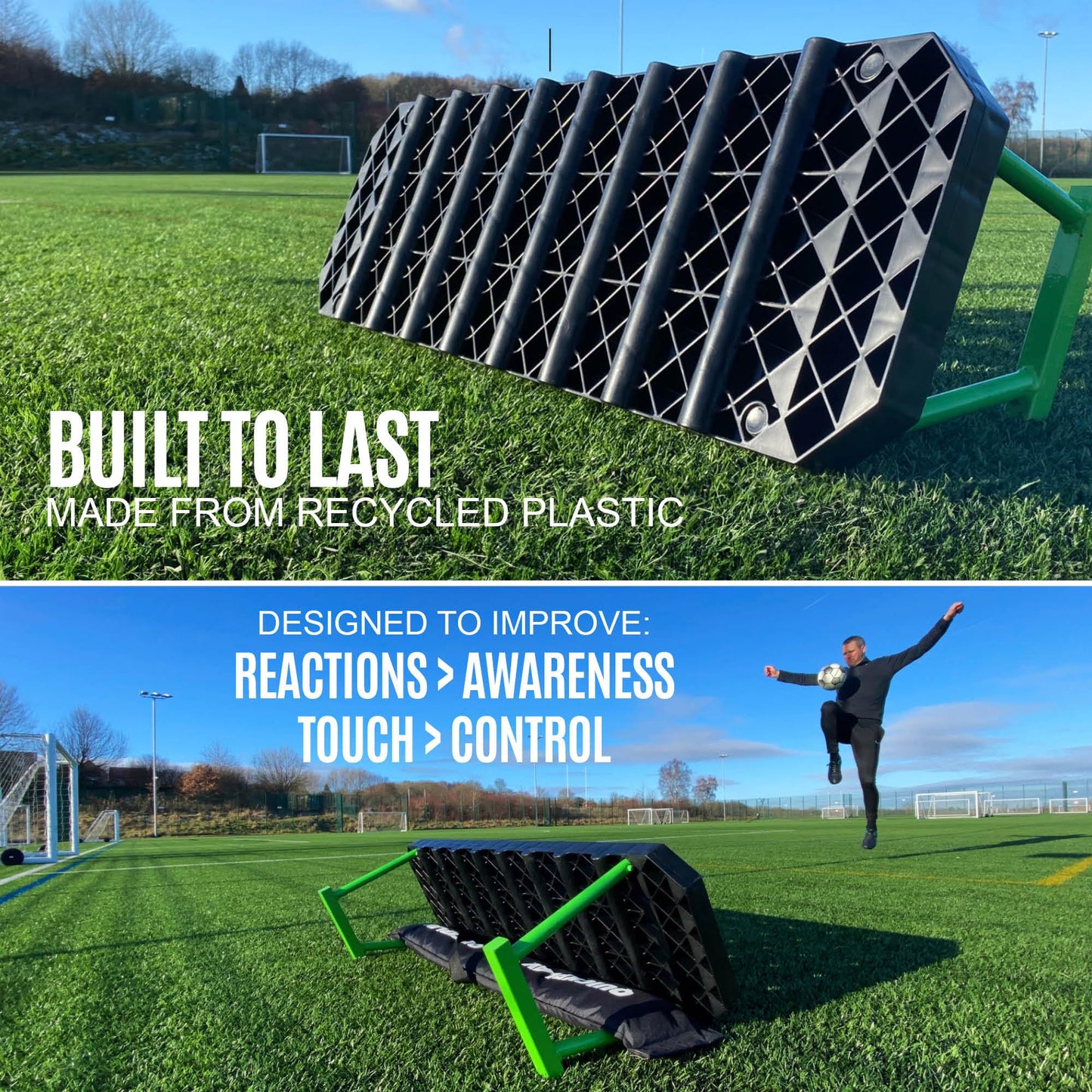 QUICKPLAY Replay Station Soccer Rebound Board - Portable Dual Surface Soccer Rebounder with Adjustable Angle - Soccer Training Equipment for Control, Passing Practice (Replay Station XL)