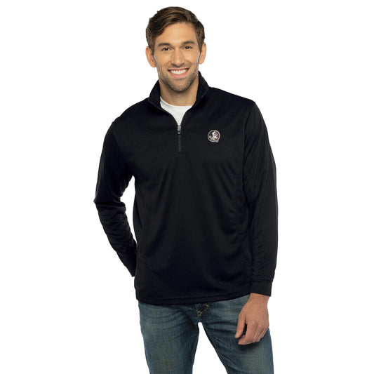 Vantage Apparel Men's Collegiate Micro Mesh Performance Black 1/4 Zip Pullover, Florida State Seminoles, Black, XX-Large