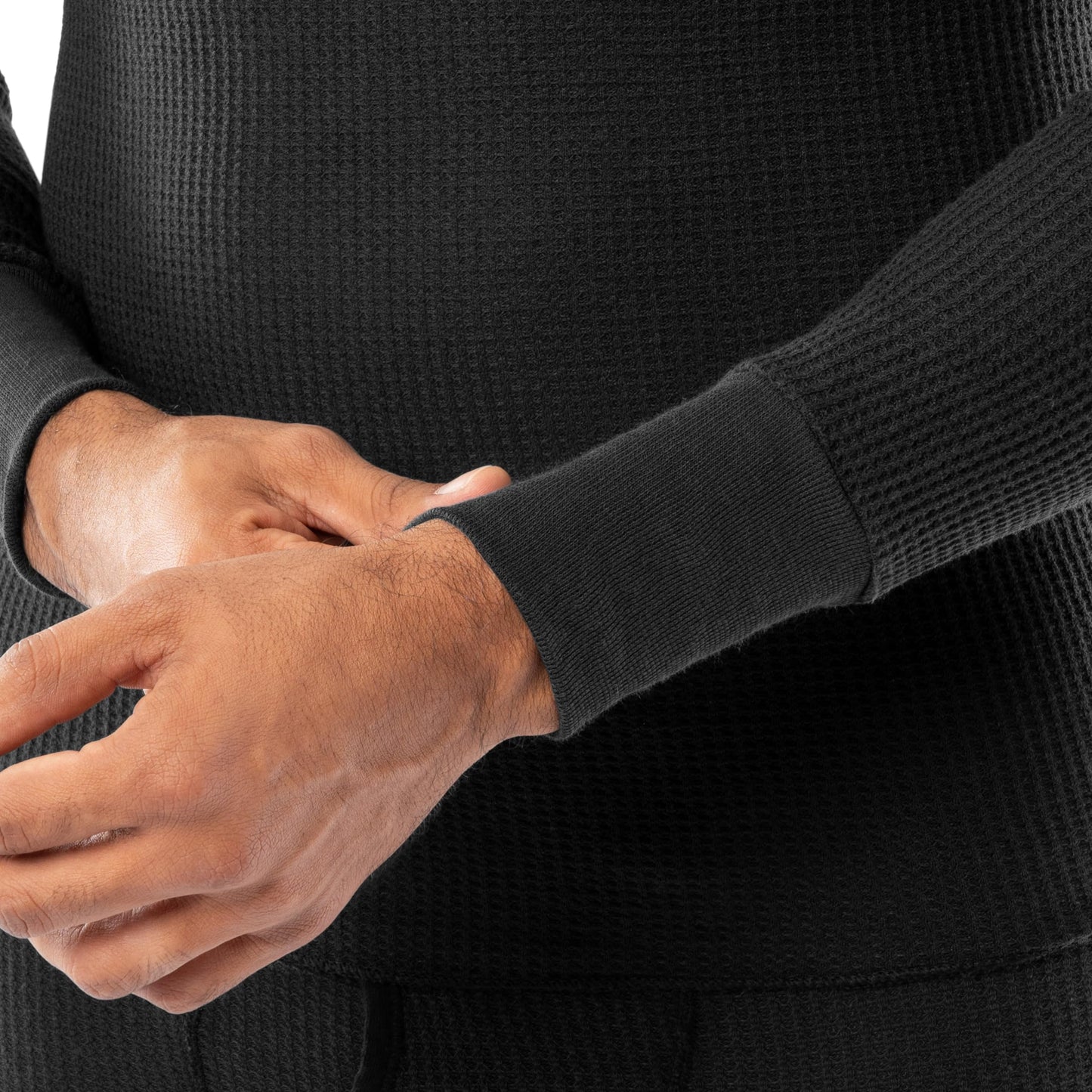 Indera Men's Traditional Waffle Thermal Underwear Long Sleeve Shirt, Black, X-Large