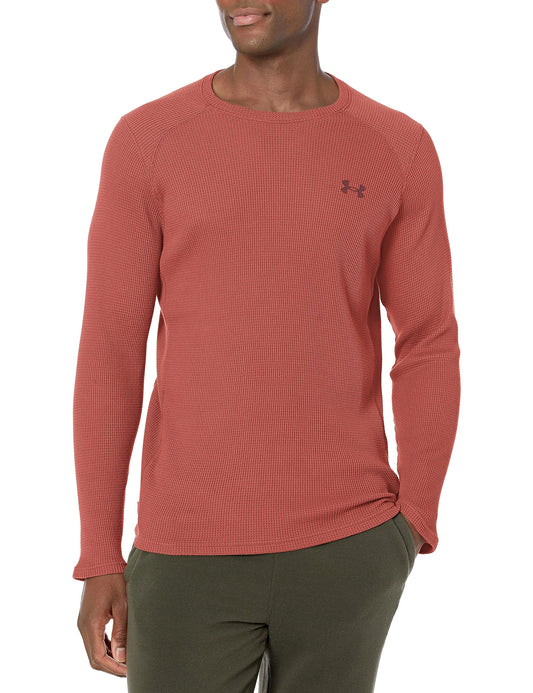 Under Armour Mens Waffle Max Long Sleeve Crew, (688) Cinna Red / / Dark Maroon, XX-Large