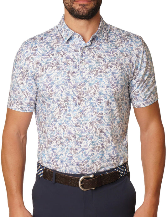 Robert Graham Men's Oakes Short Sleeve Knit Polo Shirt, White, Small