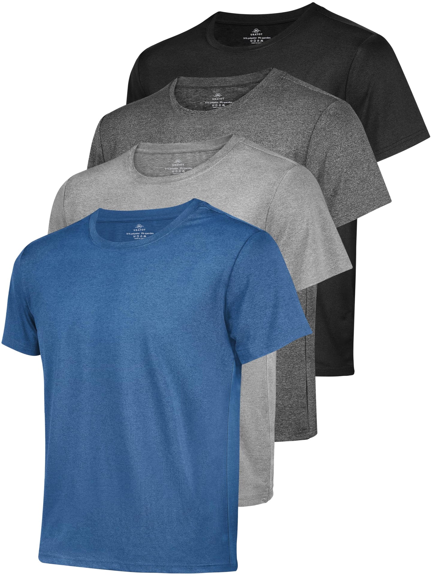 URATOT Men's Workout Shirts Short Sleeve Dry Fit Crew Neck Athletic T-Shirts Running Gym Active Lightweight Tee Top