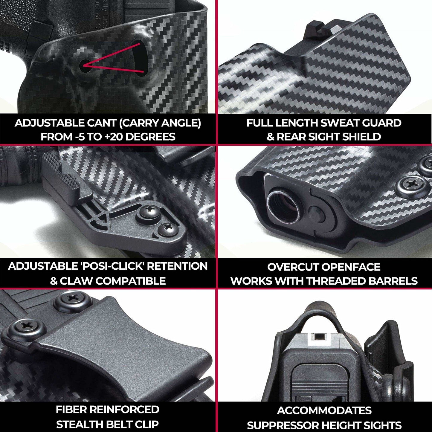 Concealment Express IWB Holster fits Springfield Hellcat Pro | RH | CF BLK KYDEX | USA Made | Rounded Gear