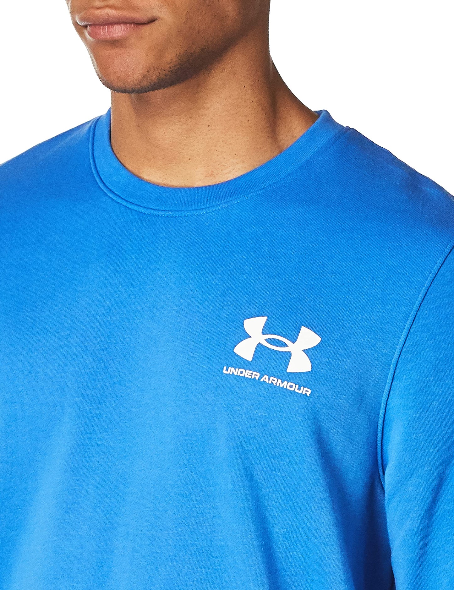 Under Armour Men's Rival Terry Long Crew Neck T-Shirt, Victory Blue (474)/Onyx White, Medium