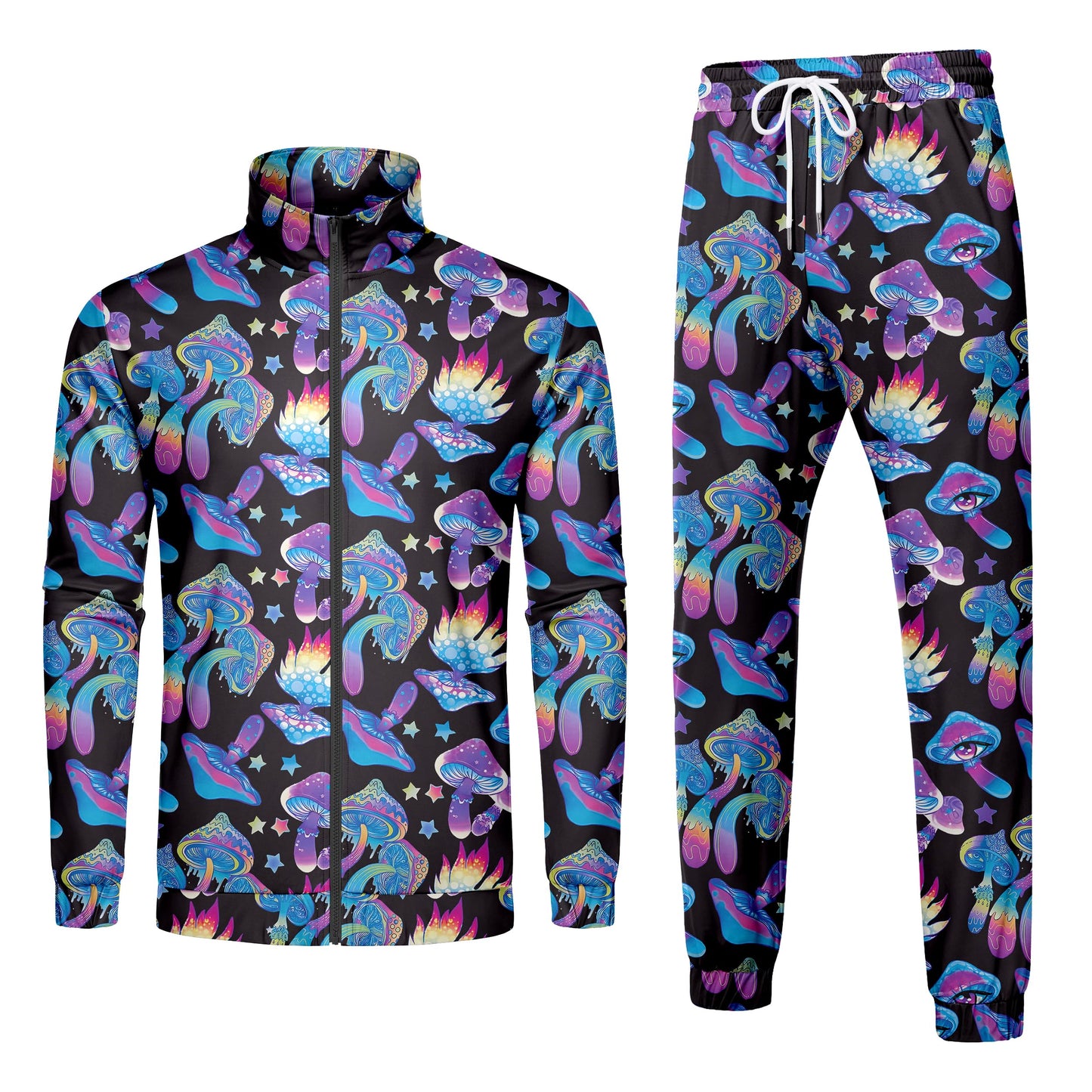 LecGee Men's 80s 90s Outfits Long Sleeve Full Zip Jacket Jogger Sweatsuit for Men 2 Piece Rave Outfits(BM,XXL)