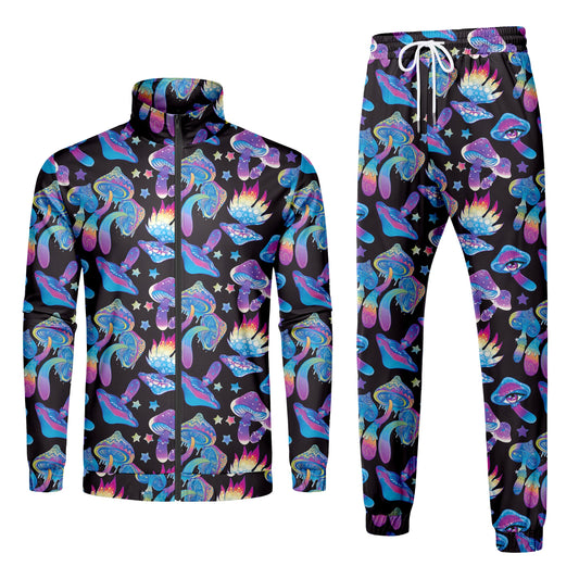 LecGee Men's 80s 90s Outfits Long Sleeve Full Zip Jacket Jogger Sweatsuit for Men 2 Piece Rave Outfits(BM,XXL)