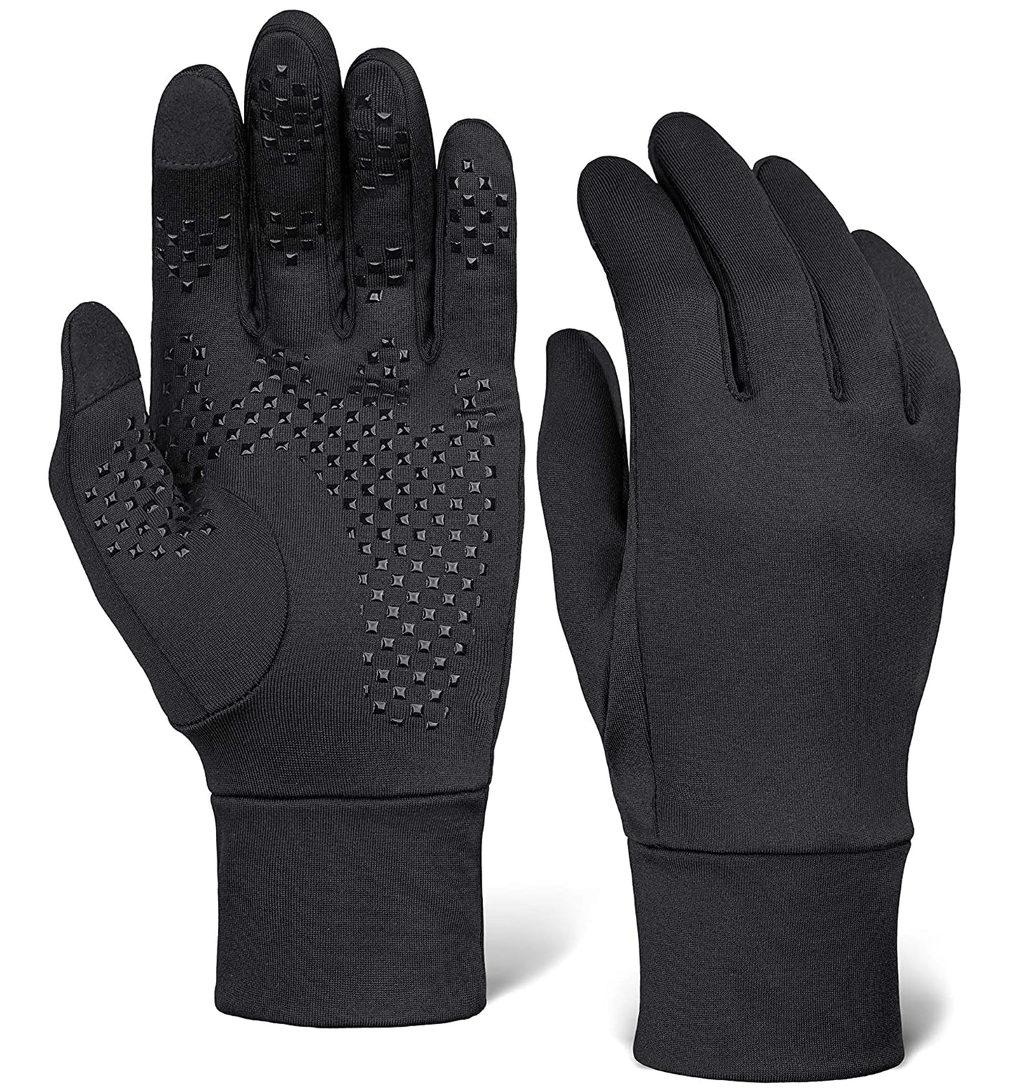 OutdoorEssentials Running Gloves - Touchscreen Men's Winter Gloves - Ski Glove Liners - Black Gloves Cold Weather - Hiking Driving Warm Gloves