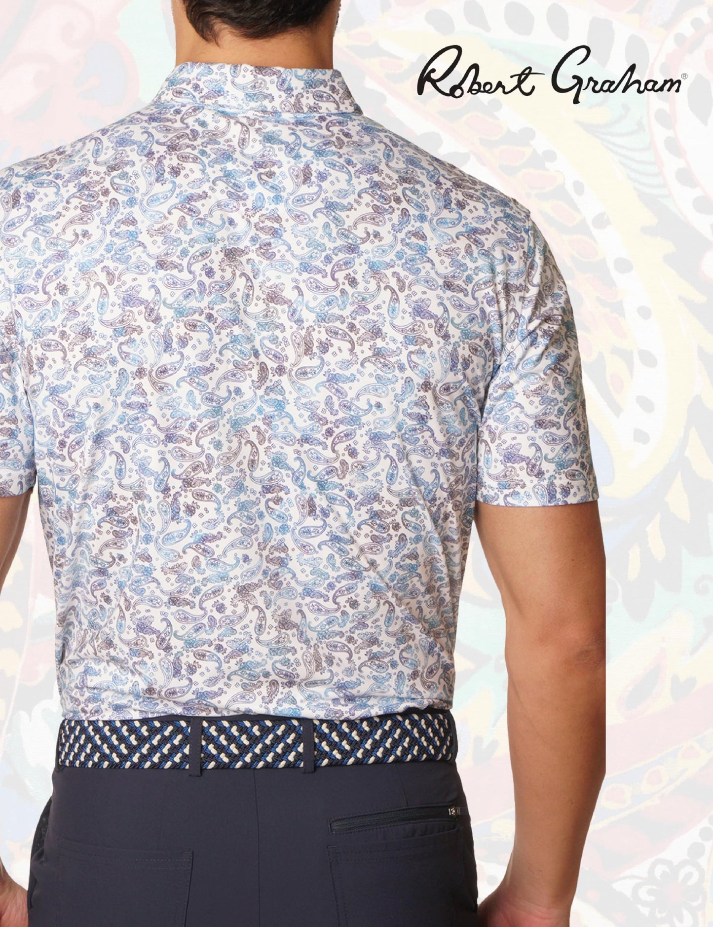 Robert Graham Men's Oakes Short Sleeve Knit Polo Shirt, White, Small