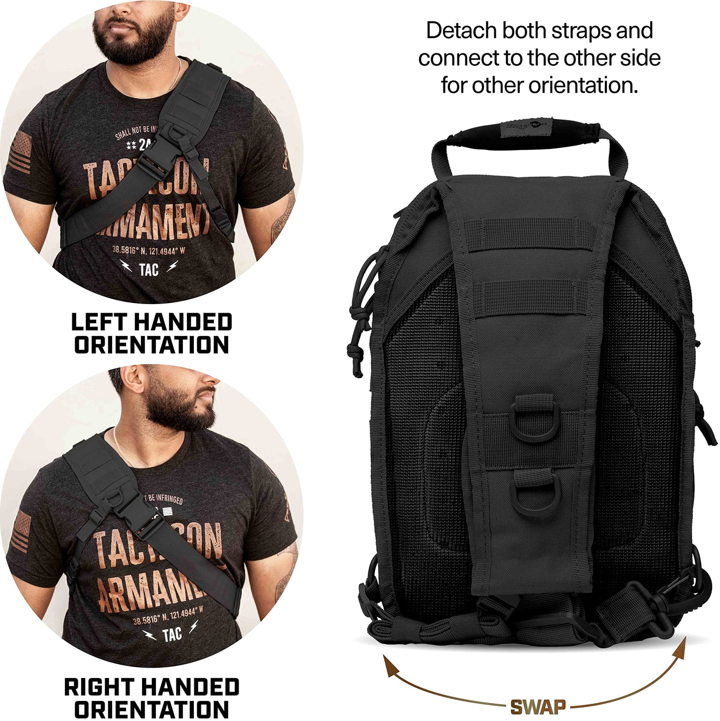 Tacticon BattlePack Lite | Tactical Everyday Waterproof Sling Pack | Combat Veteran Owned Company | EDC Backpack Bag for Men & Athletes | Molle Backpacks for Outdoor Utility | 7L