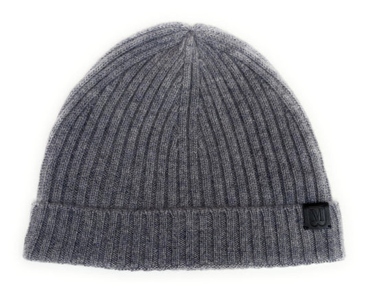 Bruno Magli 100% Italian Cashmere Hat for Men – Men’s Knit Winter Beanie (Grey Ribbed)