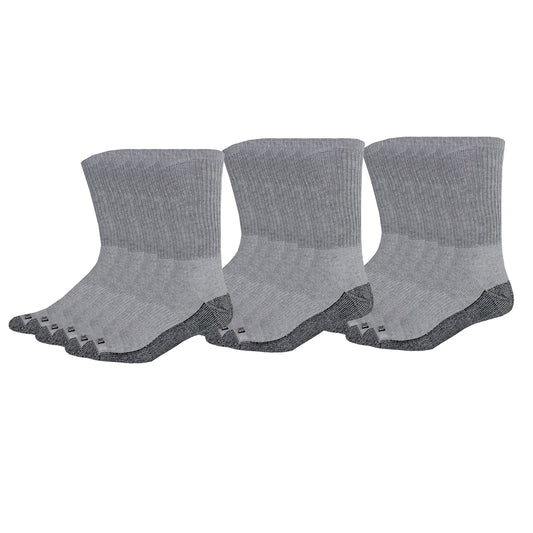 Dickies Men's Dri-Tech Comfort Crew Socks, Grey, 18 Pair