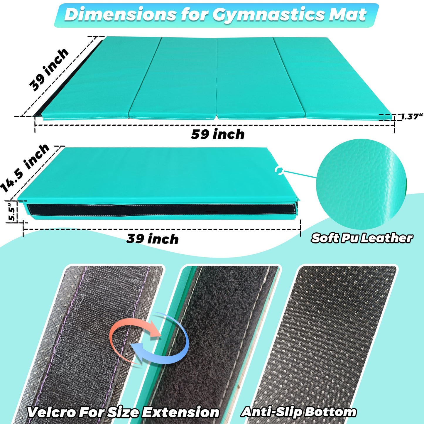 FC FUNCHEER Foldable Gymnastics Bar,5FT Horizontal bar,Adjustable Kids Training bar for Kids Ages 3-15,Kids Gymnastics bar,Triangle Stable Structure-Gym Equipment for Home