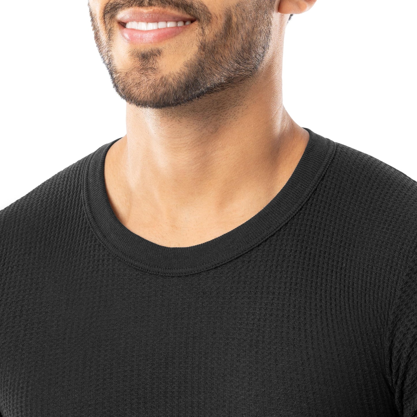 Indera Men's Traditional Waffle Thermal Underwear Long Sleeve Shirt, Black, X-Large