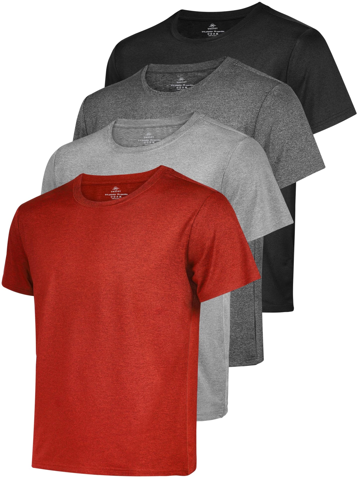 URATOT Men's Workout Shirts Short Sleeve Dry Fit Crew Neck Athletic T-Shirts Running Gym Active Lightweight Tee Top