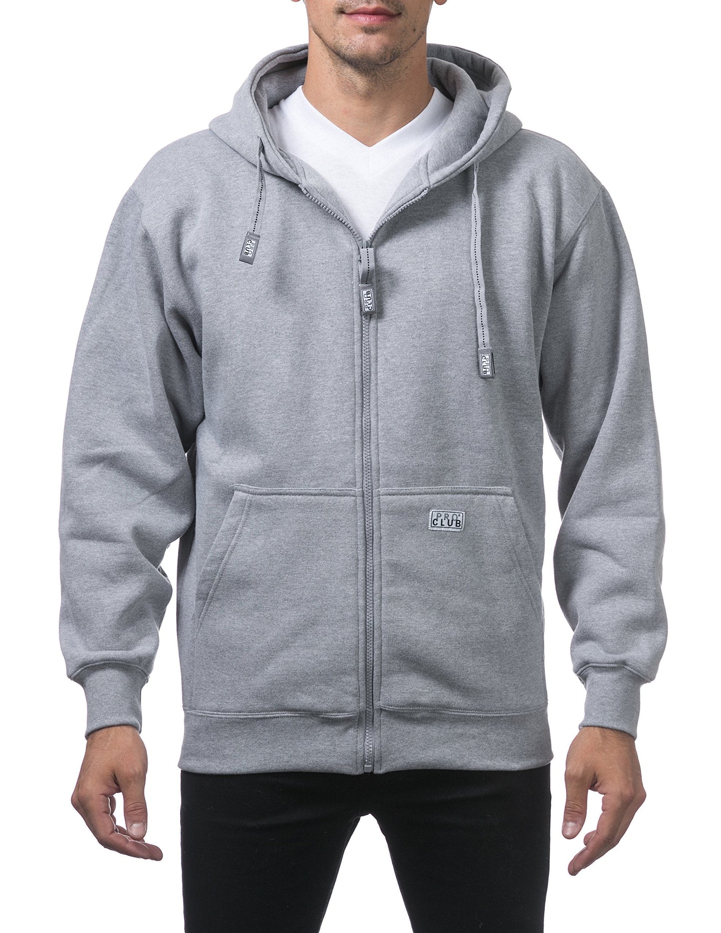 Pro Club Men's Heavyweight Full Zip Fleece Hoodie, Heather Gray, Small