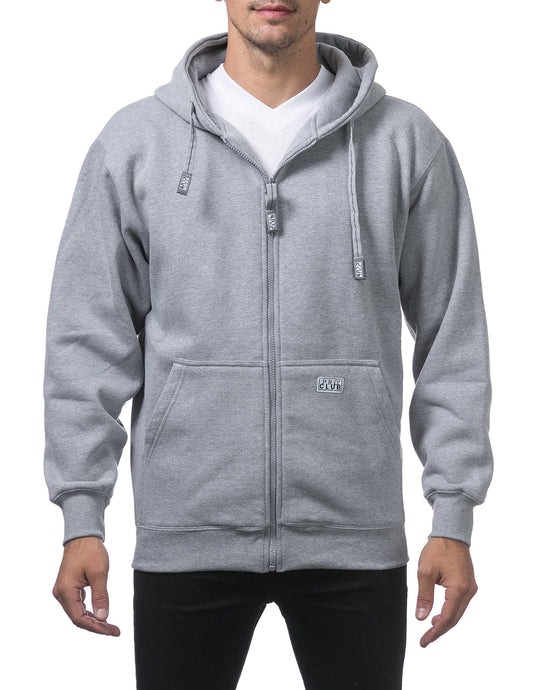 Pro Club Men's Heavyweight Full Zip Fleece Hoodie, Heather Gray, Small