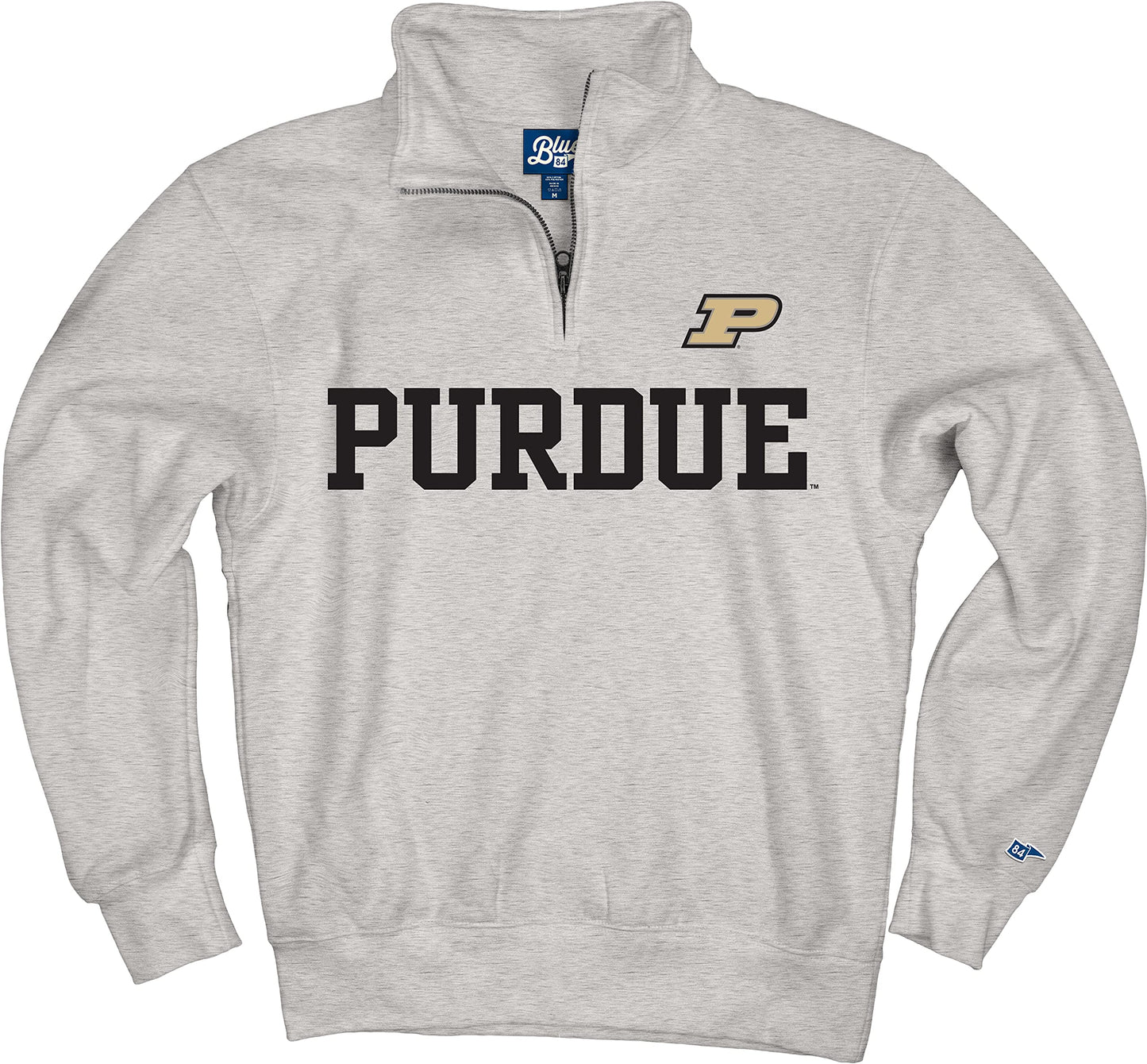 Blue 84 Men's Purdue Boilermakers Quarter Zip Sweatshirt Grey, Grey, XX-Large