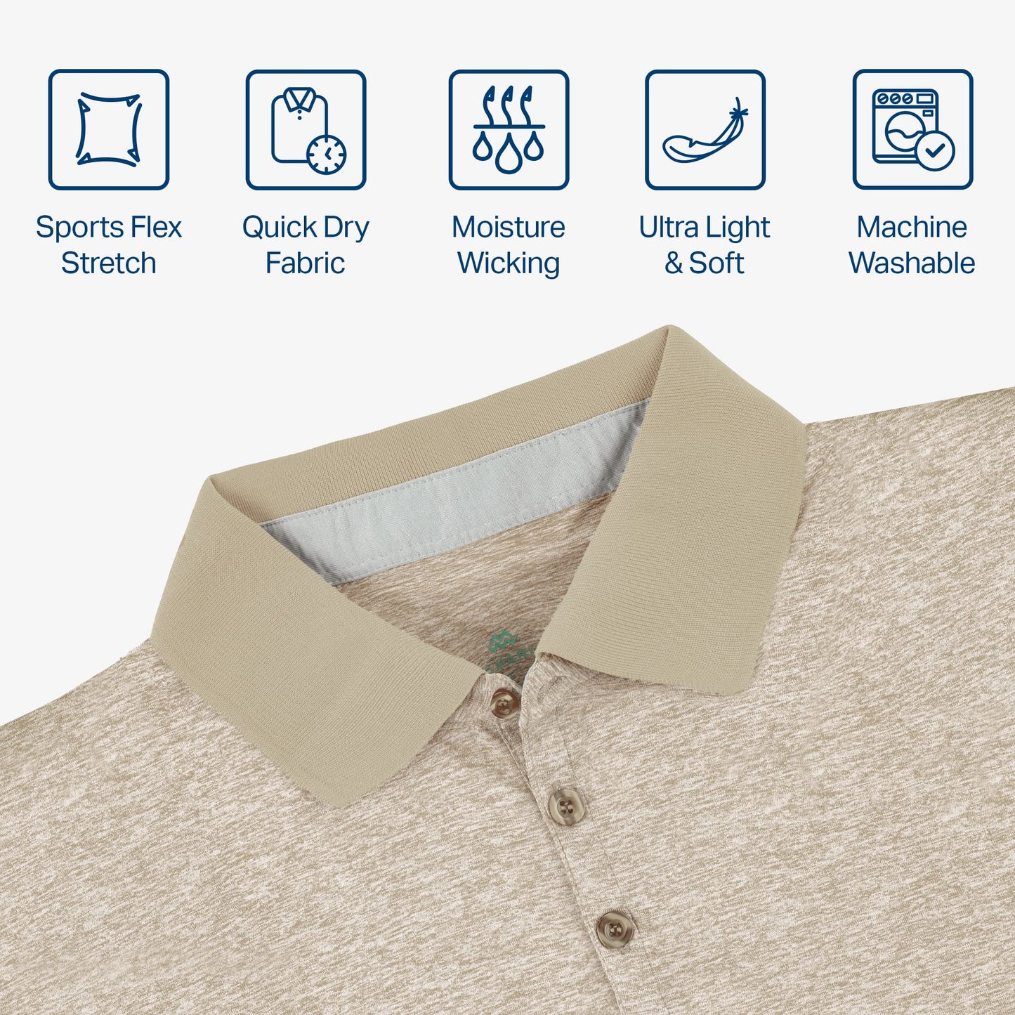 [3 Pack] Mio Marino Golf Polo Shirts for Men - Dry Fit - Ultra-Light Fabric - Khaki,Salmon Red,Red - Small