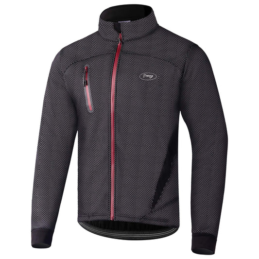 Lipport Mens Cycling Bike Jacket Winter Thermal Running Mountain Biking Jacket Windproof Breathable Reflective Softshell Coat (Black, 3XL)