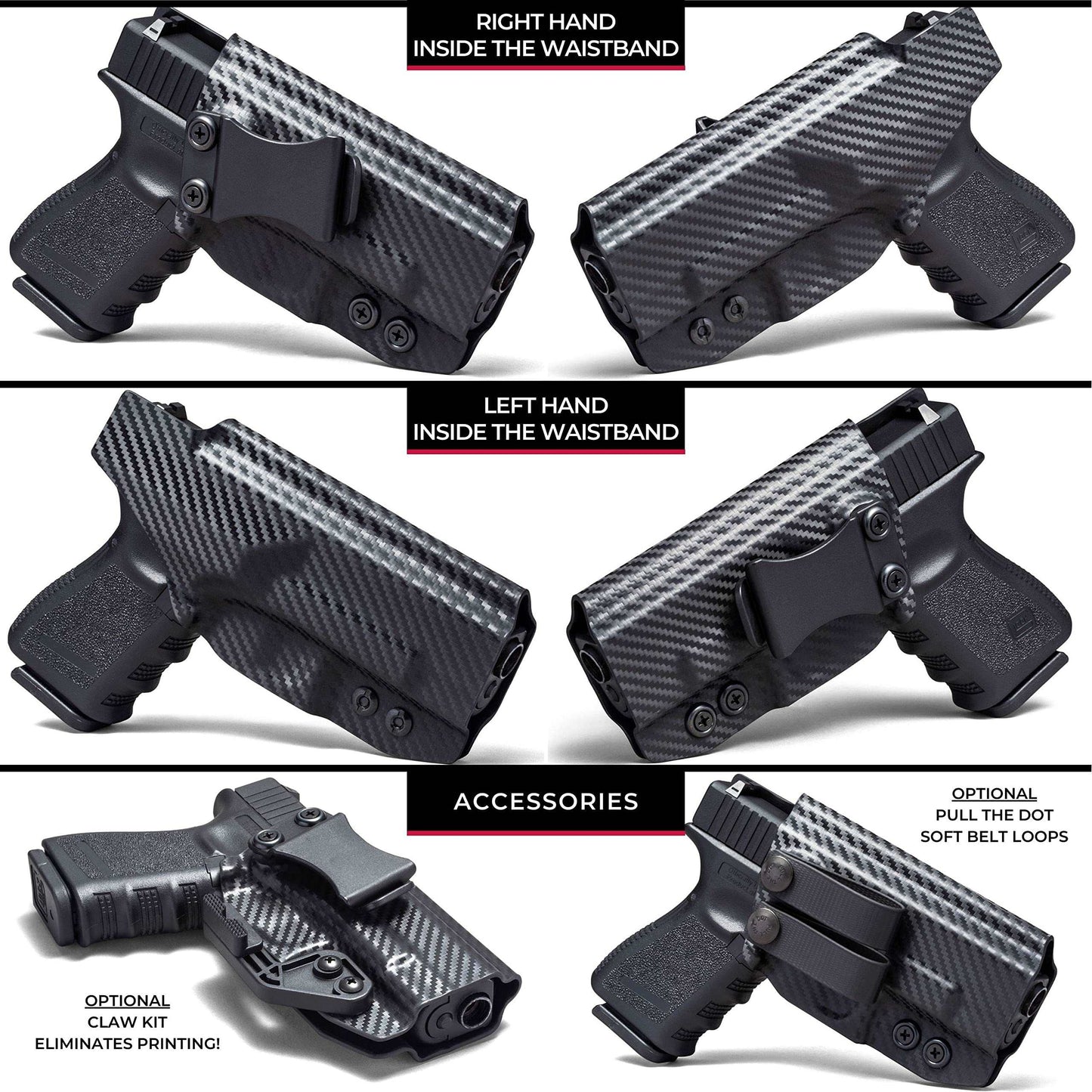 Concealment Express IWB Holster fits Springfield Hellcat Pro | RH | CF BLK KYDEX | USA Made | Rounded Gear