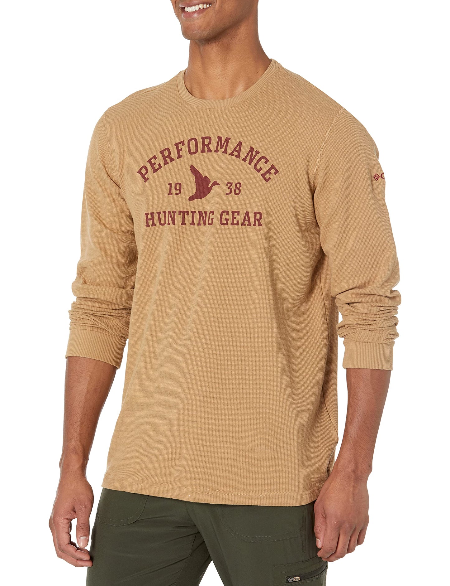 Columbia Men's PHG University Waffle Long Sleeve, Zinc/Chalk Dog, Small