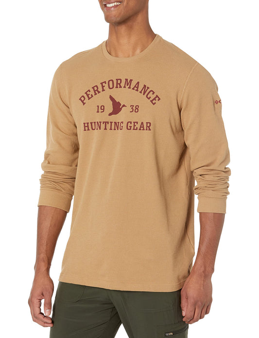 Columbia Men's PHG University Waffle Long Sleeve, Zinc/Chalk Dog, Small