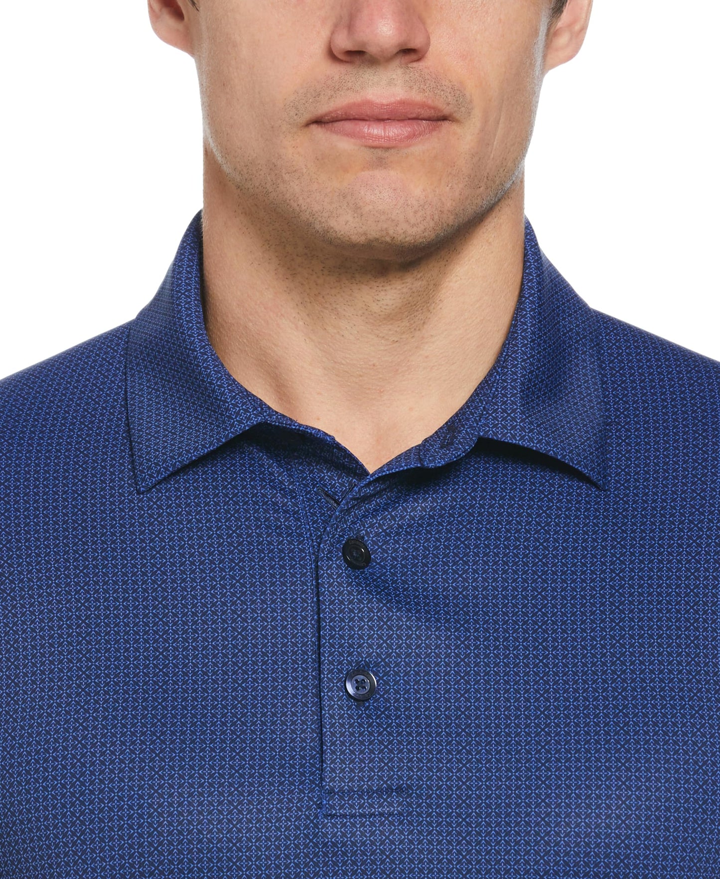 Callaway Men's Chevron Foulard Print Golf Polo, Sun Protection, Stretch Recycled Fabric, Athletic Collared Shirts, Peacoat