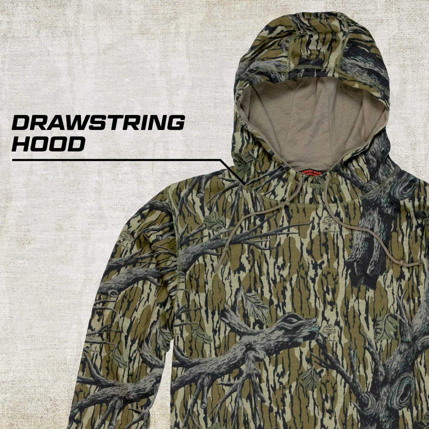 Mossy Oak Camo Men Hunting Hoodies Vintage, Original Bottomland, XX-Large
